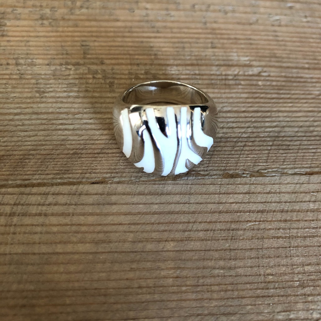 Folli Follie Zebra Ring Silver & White Enamel
